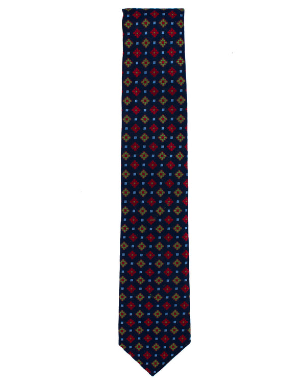 Red Floral Geometric Silk Tie